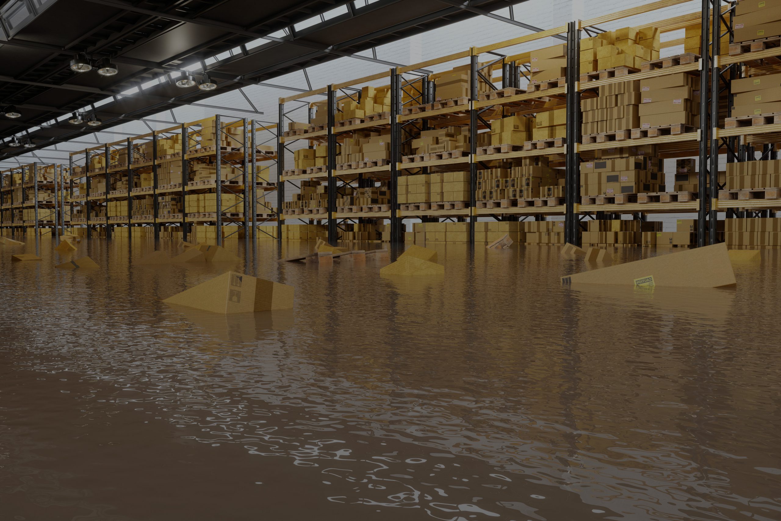 Warehouse affected by water, featured on the existing DRP Commercial website